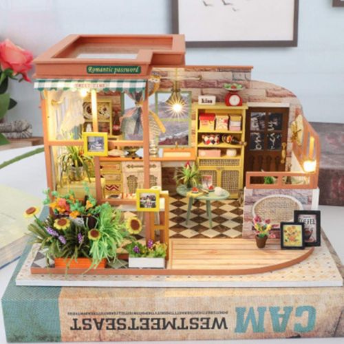  Wenjuan Wooden DIY Dollhouse Miniature with Furniture,Dollhouse Kit Plus Furnitures Led Light,Creative Room Perfect DIY Gift for Kids Girls,Ideal Gift for Birthday Party Easter Xma