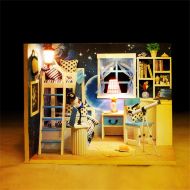 Wenjuan DIY Dollhouse Kit Realistic Mini 3D Wooden House Room Craft Furniture with LED Lights & Music for Childrens Day Birthday Gift Creative Handmade Doll House Toys