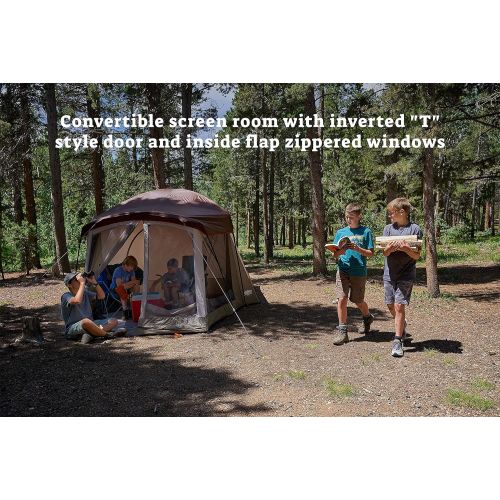  Wenzel Klondike 8 Person Water Resistant Tent with Convertible Screen Room for Family Camping