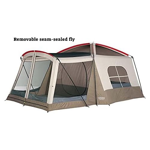  Wenzel Klondike 8 Person Water Resistant Tent with Convertible Screen Room for Family Camping