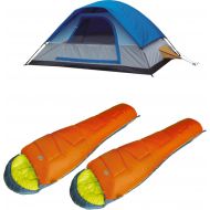 Wenzel Alpinizmo High Peak USA 2 Krypton 10 Sleeping Bag with Magadi 5 Tent Combo Set, One Size, Orange/Blue