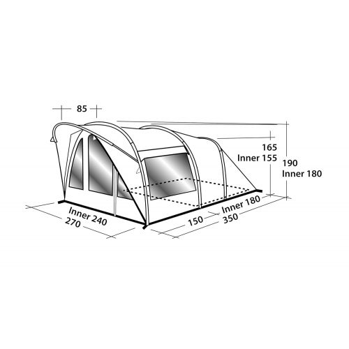  Wenzel Easy Camp Hurricane 300 Inflatable Tunnel Tent - 3 Person, 2 Rooms, Light/Dark Blue, 120253