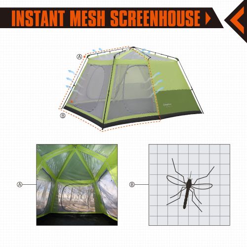  Wenzel KingCamp 8-Person 2-Room Instant Camp Cabin Tent, 13 × 9, with Full Cover Rain Fly