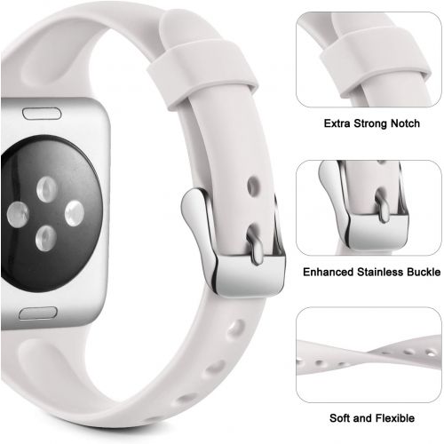 [아마존 핫딜]  [아마존핫딜]Wepro Armband Kompatibel fuer Apple Watch Strap 38mm 40mm 42mm 44mm, Schlank Duennes Weiches Silikon Ersatzarmband mit Klassischer Schnalle fuer iWatch Series 4, Series 3, Series 2, S