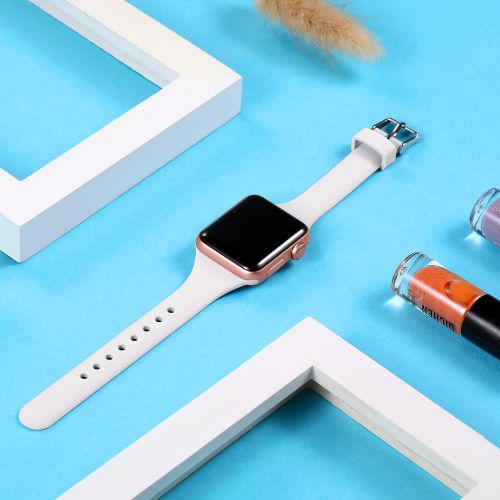  [아마존 핫딜]  [아마존핫딜]Wepro Armband Kompatibel fuer Apple Watch Strap 38mm 40mm 42mm 44mm, Schlank Duennes Weiches Silikon Ersatzarmband mit Klassischer Schnalle fuer iWatch Series 4, Series 3, Series 2, S