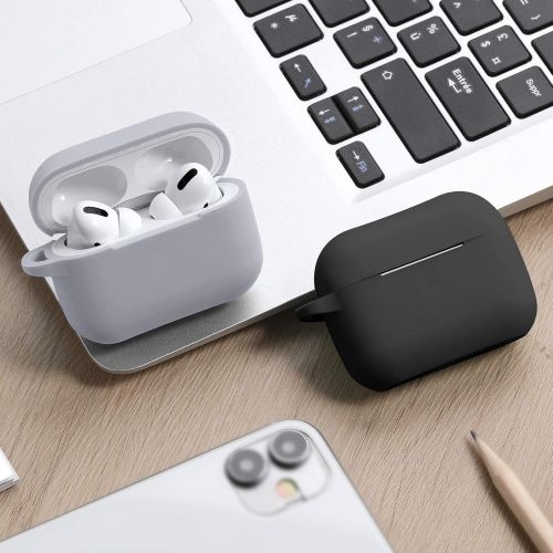  [아마존베스트]Wepro Silicone Case Compatible with AirPods Pro Case 2019, Shockproof Protective Case for Apple Airpods 3, with Carabiner, Front LED Visible, Supports Wireless Charging, 2 Pack