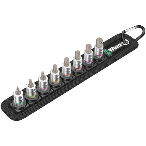  Wera 05003881001 Belt 2 Zyklop Bit Socket Set with Holding Function, 14 Drive (Pack of 8)