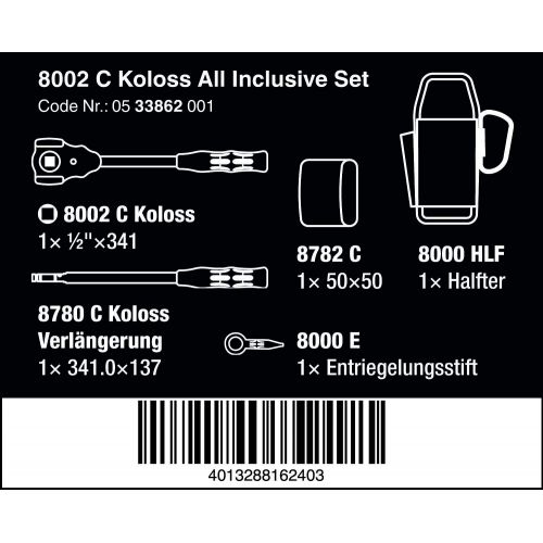  Wera 05133862001 8002 C Koloss All Inclusive Set with 12 Drive, 5 Pieces