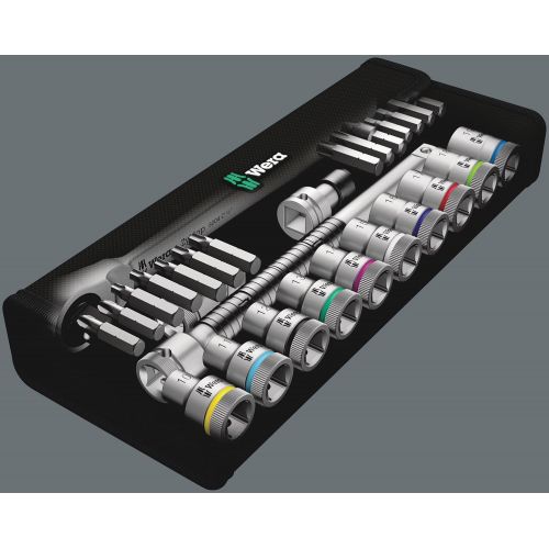  Wera 05004078001 8100 SC 8 Zyklop Metric Metal Ratchet Set with Switch Lever, 25 Piece, 12 Drive