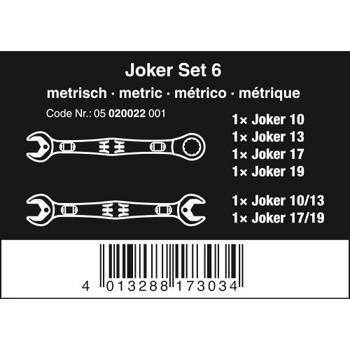  Wera 05020022001 Joker Ratcheting Combination Set, 6 Piece