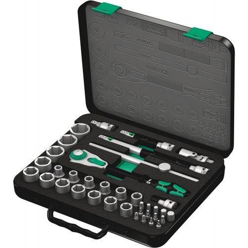  Wera Zyklop 8100 SC 2 37 Piece Ratchet Set, 12-Inch Drive - Metric