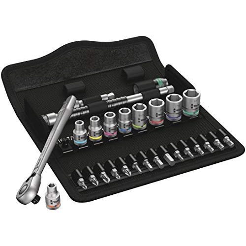  Wera 05004021001 8100 SA 11 Zyklop Imperial Metal Ratchet Set with Switch Lever, 28 Piece, 14 Drive