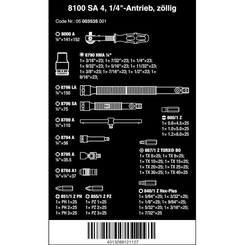  Wera 8100 SA 4 Zyklop Ratchet Set with 14 Drive, 41-Piece Set
