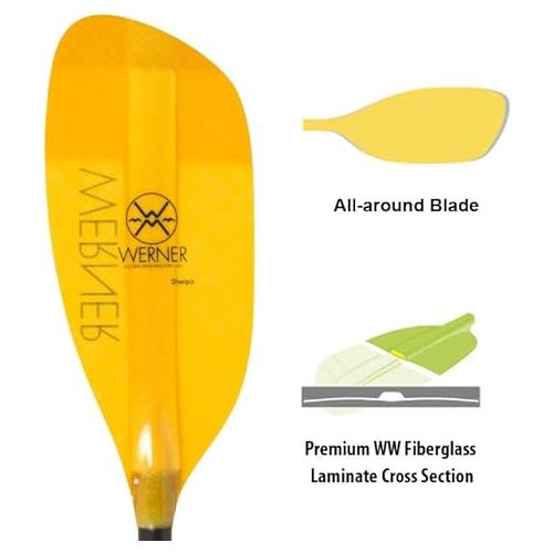  Werner Sherpa Fiberglass Bent Shaft Whitewater Kayak Paddle