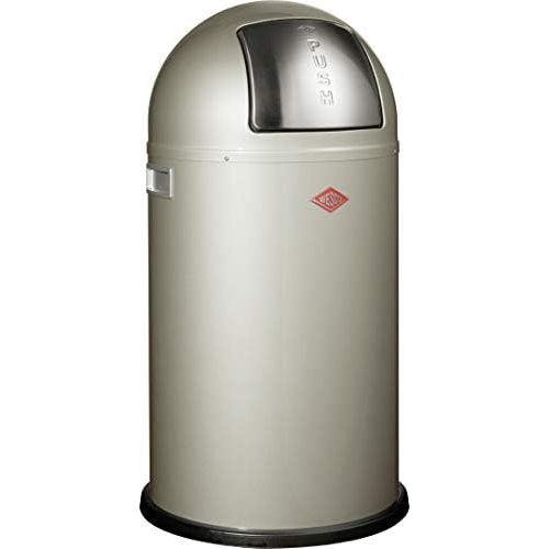  Wesco Pushboy - German Made - Push Door Trash Can, Powder Coated Steel, 13.2 Gallon / 50L , Silver