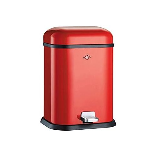  Wesco Single Boy German Designed-Step Trash Can, Powder Coated Steel, 3.4 Gallon/13 L, Red