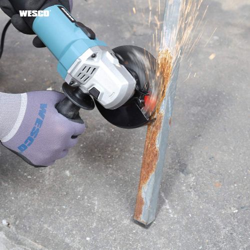  [아마존베스트]WESCO 6Amp Angle Grinder Tool, 11000RPM 4-1/2Inch Angle Grinder with Auxiliary Handle, Spanner, Safety Guard for Grinding, Cutting, 3 Metal Grinding Wheels/WS4751U.1