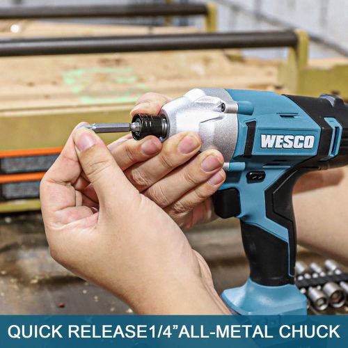  [아마존베스트]Impact Driver, WESCO 20V Max Cordless Impact Driver with 20Pcs Kit, 2.0Ah Lithium-ion Battery and Charger, 1/4 All-metal Hex Chuck, 1246 in-lbs Torque, 0-2400RPM Variable Speed /WS