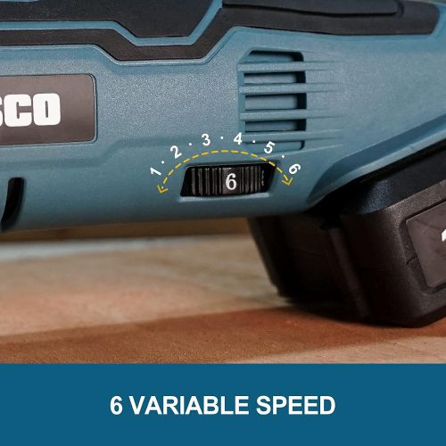  [아마존베스트]WESCO 20V Cordless Oscillating Tool Kit with 2.0Ah Li-ion Battery, 3° Oscillation Angle, 6 Variable Speed 5000~20000 OPM, 3 Blades, 1 Sanding Pad, 12Pcs Sanding Papers for Sanding