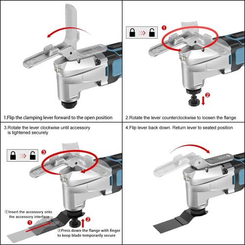  [아마존베스트]WESCO 20V Cordless Oscillating Tool Kit with 2.0Ah Li-ion Battery, 3° Oscillation Angle, 6 Variable Speed 5000~20000 OPM, 3 Blades, 1 Sanding Pad, 12Pcs Sanding Papers for Sanding