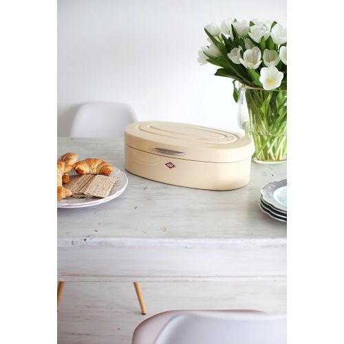  Wesco Single Breadbox Elly Steel Bread Box, White, 32 x 19.4 x 14 cm