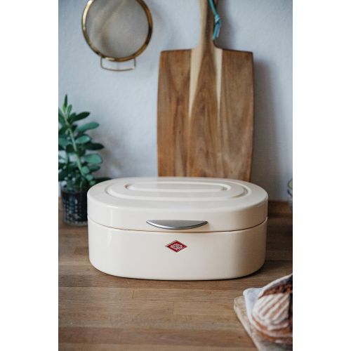  Wesco Single Breadbox Elly Steel Bread Box, White, 32 x 19.4 x 14 cm