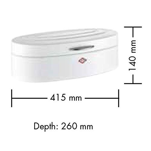  Wesco Breadbox Elly Steel Bread Box, White, 26 x 41.5 x 14 cm