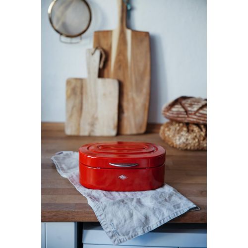  Wesco Single Breadbox Elly Steel Bread Box, Red, 32 x 19.4 x 14 cm