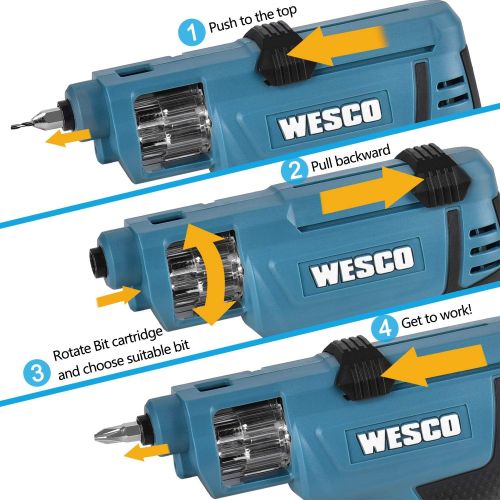  WESCO Power Cordless Screwdriver, Electric Screwdriver 4V Max 1.5Ah Rechargable Battery, 12 Pcs Screwdriver Bits, Front LED, Mini Screw Guns, Multifunctional Tools/WS2013U