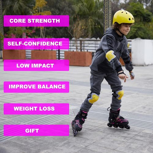  Wesoky Inline Skates for Kids and Adults, Roller Blades Adjustable 4 Sizes with Full Light Up Wheels for Girls Boys Beginners Patines 4 Ruedas for Indoor Outdoor Backyard Skating