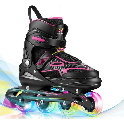  Wesoky Adjustable Inline Skates for Kids and Adults, Roller Blades with Light Up Wheels, Roller Skates for Women Men Girls Boys, Perfect for Outdoor Backyard Skating