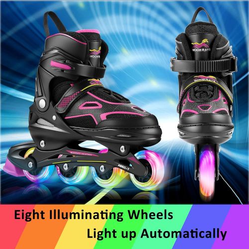  Wesoky Adjustable Inline Skates for Kids and Adults, Roller Blades with Light Up Wheels, Roller Skates for Women Men Girls Boys, Perfect for Outdoor Backyard Skating