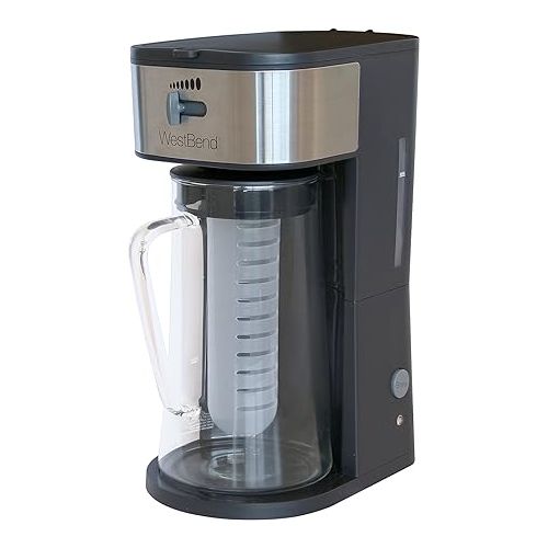  West Bend IT500 Iced Tea Maker or Iced Coffee Maker Includes an Infusion Tube to Customize the Flavor, Features Auto Shut-Off, 2.75-Quart, Black