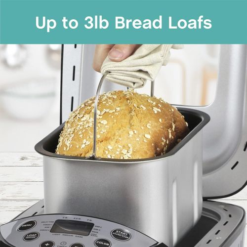  [아마존베스트]West Bend Programmable Horizontal Dual Blade with 12 Programs Including Gluten Free, 3-Pound, Gray