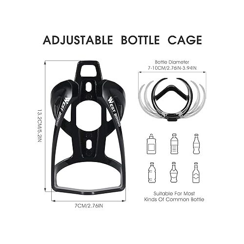  WEST BIKING Bike Water Bottle Cage, Durable Ultralight Plastic Water Drink Holder Rack, Lightweight PC for Bicycle, Cycling Bottle Holder Cages for MTB, Road/ Mountain Bikes