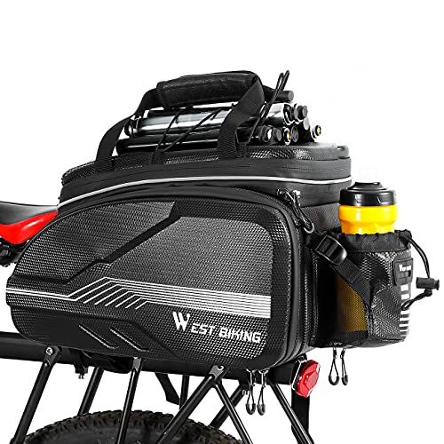  West Biking Bike Rack Bag Waterproof - Bike Pannier Bag 25 L/ 45 L & Bicycle Rack Trunk Bag With Bottle Holder, Bicycle Bags Rear Rack Luggage Carrier with Rain Cover for Outdoor