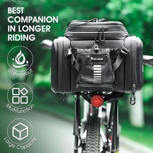  West Biking Bike Rack Bag Waterproof - Bike Pannier Bag 25 L/ 45 L & Bicycle Rack Trunk Bag With Bottle Holder, Bicycle Bags Rear Rack Luggage Carrier with Rain Cover for Outdoor