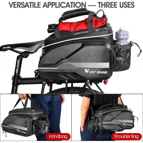  West Biking Bike Rack Bag Waterproof - Bike Pannier Bag 25 L/ 45 L & Bicycle Rack Trunk Bag With Bottle Holder, Bicycle Bags Rear Rack Luggage Carrier with Rain Cover for Outdoor