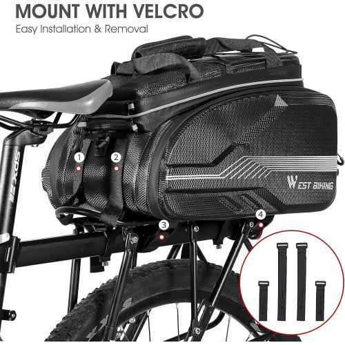  West Biking Bike Rack Bag Waterproof - Bike Pannier Bag 25 L/ 45 L & Bicycle Rack Trunk Bag With Bottle Holder, Bicycle Bags Rear Rack Luggage Carrier with Rain Cover for Outdoor