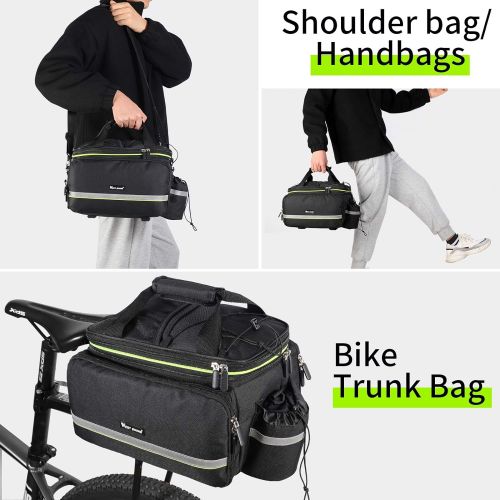  West Biking Bike Rear Pannier Bag Waterproof, 35L Large Capacity Multi-Function Bicycle Rack Rear Carrier Bag, Detachable Bike Tail Seat Trunk Bag Handbag Shoulder Strap Bike Stora