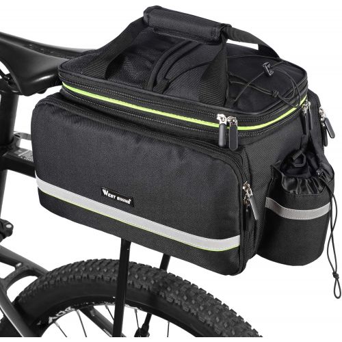  West Biking Bike Rear Pannier Bag Waterproof, 35L Large Capacity Multi-Function Bicycle Rack Rear Carrier Bag, Detachable Bike Tail Seat Trunk Bag Handbag Shoulder Strap Bike Stora