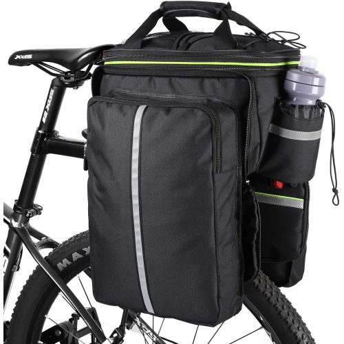  West Biking Bike Rear Pannier Bag Waterproof, 35L Large Capacity Multi-Function Bicycle Rack Rear Carrier Bag, Detachable Bike Tail Seat Trunk Bag Handbag Shoulder Strap Bike Stora