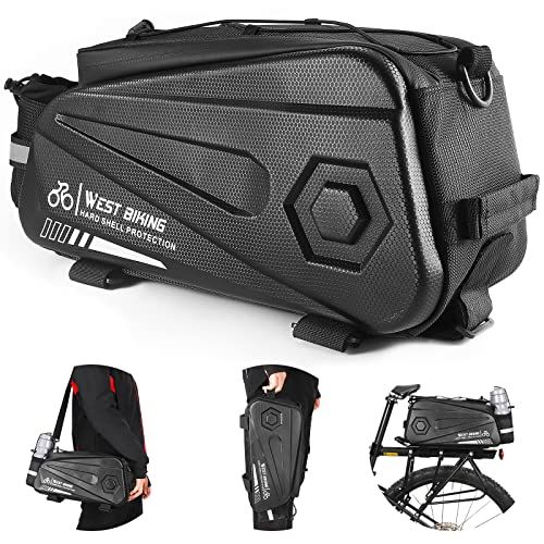  West Biking Bike Rear Seat Bag - Bicycle Trunk Pannier Bag, 8.6L Capacity Waterproof Bike Carrier Backseat Bag, Double Water Resistant Zipper, Cycling Back Seat Cargo Pouch with Sh