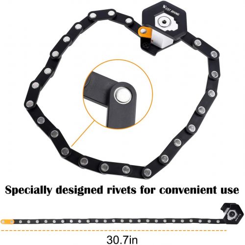  West Biking Gift Folding Bike Lock, Bike Chain Lock, Heavy Duty Alloy Steel, Bicycle Foldable Lock with Mounting Bracket, Anti-Theft Strong Security, with 3 Keys, 79cm