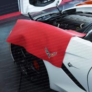 West Coast Corvette Corvette Fender Mat with C7 Crossed Flags Logo (Red)