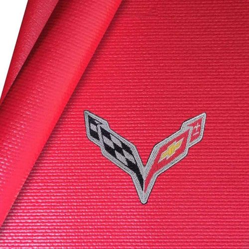  West Coast Corvette Corvette Fender Mat with C7 Crossed Flags Logo (Red)