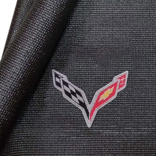  West Coast Corvette Corvette Fender Mat with C7 Crossed Flags Logo (Red)