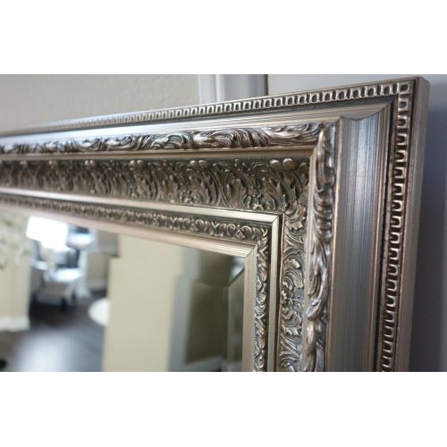  West Frames Elegance Ornate Embossed Wood Framed Leaner Floor Mirror (Silver Gold)