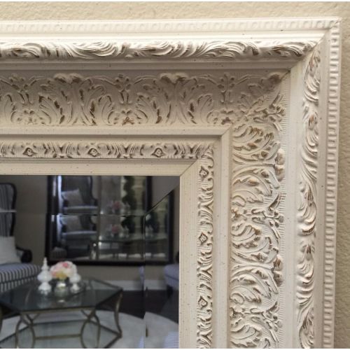  West Frames Elegance Ornate Embossed Wood Framed Leaner Floor Mirror (Silver Gold)