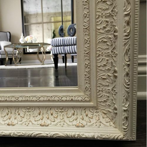  West Frames Elegance Ornate Embossed Wood Framed Leaner Floor Mirror (Silver Gold)